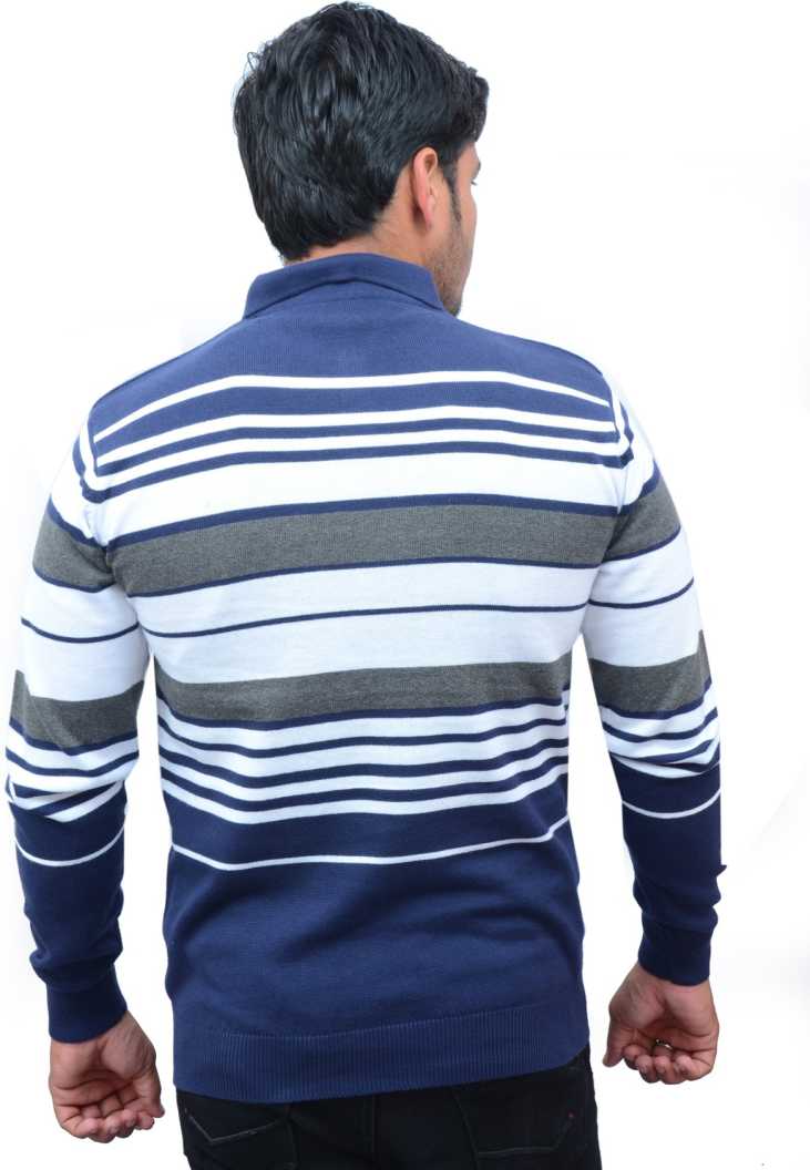 Men Striped Polo Neck Cotton Blend Multicolor T-Shirt