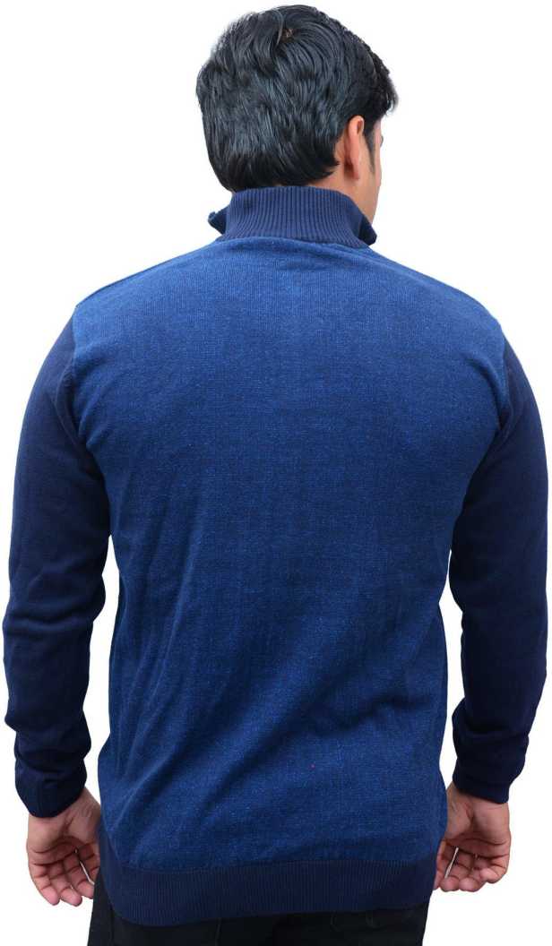 Men Self Design High Neck Cotton Blend Multicolor T-Shirt