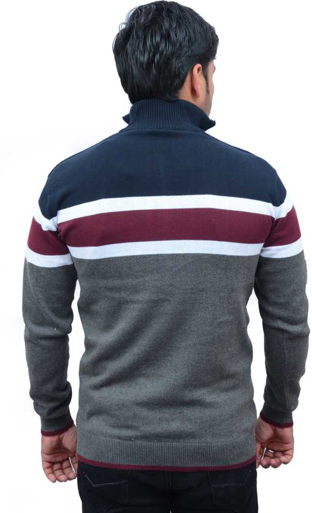 Men Self Design High Neck Cotton Blend Multicolor T-Shirt