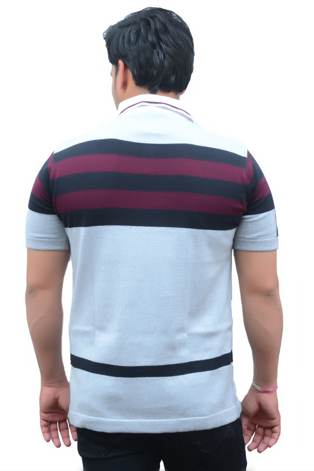 Men Self Design Polo Neck Cotton Blend Multicolor T-Shirt