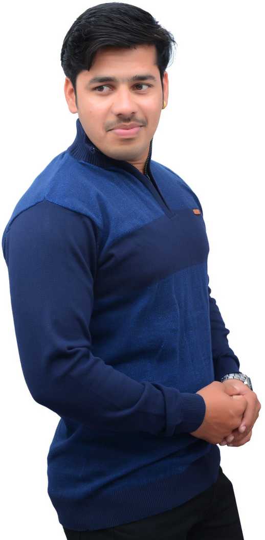 Men Self Design High Neck Cotton Blend Multicolor T-Shirt
